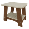 Coastal End Table made of weather-resistant poly lumber with a two-tone wood finish, compact and sturdy for outdoor use.