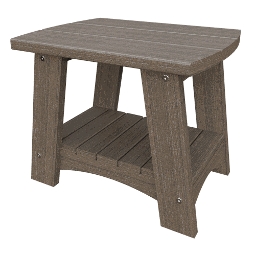 Weather-resistant Coastal End Table made of recycled poly lumber with a compact, sturdy design for outdoor use.