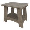 Weather-resistant coastal end table with wood-look finish and lower shelf for outdoor use