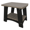 Compact coastal end table made from weather-resistant poly lumber with a two-tone design, ideal for outdoor patios and porches.