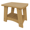 Coastal End Table made of weather-resistant poly lumber with a natural wood finish and lower shelf for outdoor use