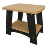 Coastal End Table made of weather-resistant poly lumber with a two-tone wood and black finish, designed for outdoor use.
