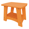 Orange coastal end table made from weather-resistant poly lumber with a sturdy, compact design for outdoor use.