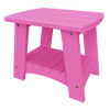 Pink coastal end table made from weather-resistant poly lumber with sturdy slatted design and stainless steel hardware.