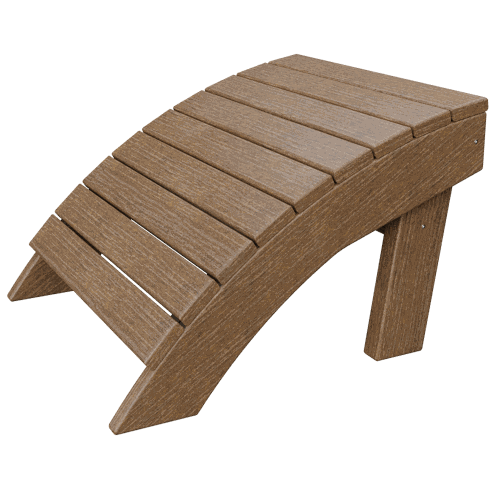 Patiova Coastal Ottoman in weather-resistant poly lumber with ergonomic sloped footrest design for outdoor relaxation.