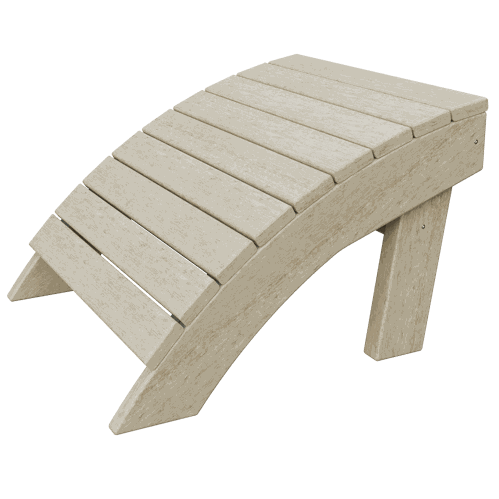 Coastal Ottoman made of weather-resistant poly lumber with ergonomic sloped design for outdoor footrest or extra seating