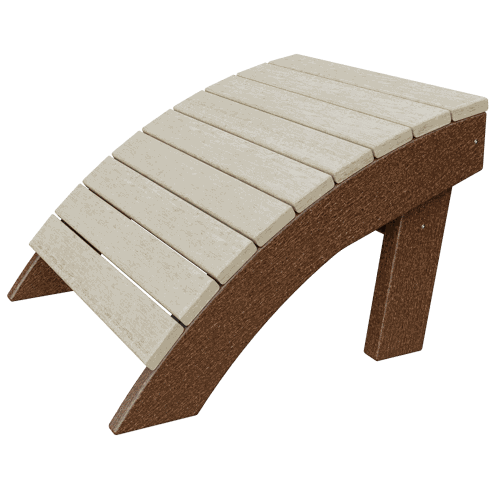 Patiova Coastal Ottoman made of durable all-weather poly lumber with ergonomic curved design for outdoor relaxation.