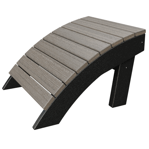 Ergonomic Coastal Ottoman footrest with curved slatted poly lumber design for outdoor use