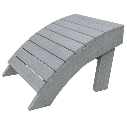 Gray ergonomic Coastal Ottoman made of durable poly lumber for outdoor use