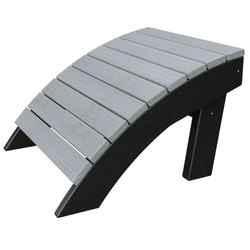 Patiova Coastal Ottoman curved gray poly lumber footrest with black legs for outdoor use