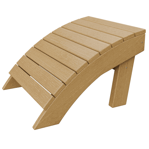 Ergonomic coastal ottoman footrest made of durable weather-resistant poly lumber with a sleek slatted design.