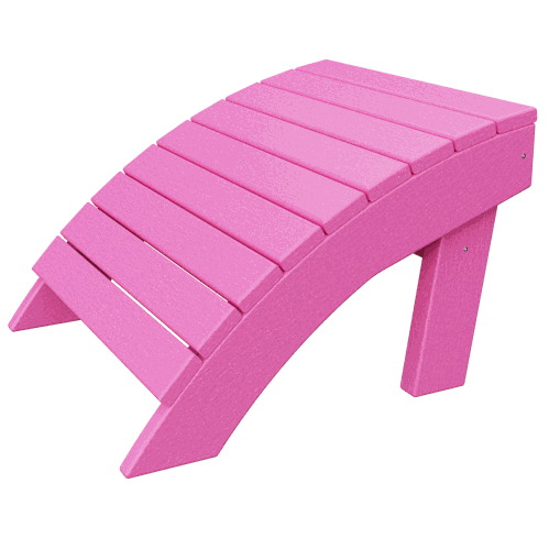 Patiova Coastal Ottoman in pink poly lumber with ergonomic curved slats for outdoor footrest or extra seating