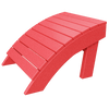 Red Coastal Ottoman with ergonomic curved design made from durable poly lumber, suitable for outdoor use as footrest or extra seating.