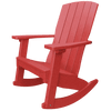 Red Coastal Rocker chair with smooth rocking motion, weather-resistant poly lumber, and supportive high back.