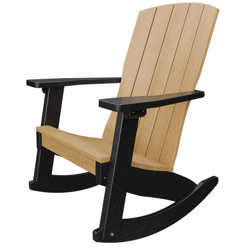 Patiova Coastal Rocker with weather-resistant poly lumber, tall supportive back, wide armrests, and smooth rocking motion for outdoor relaxation.
