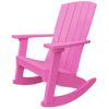 Pink Coastal Rocker chair made of weather-resistant poly lumber with high back and wide armrests for outdoor relaxation