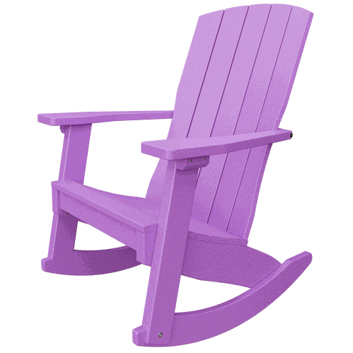Purple Coastal Rocker outdoor chair with smooth rocking motion and weather-resistant poly lumber construction
