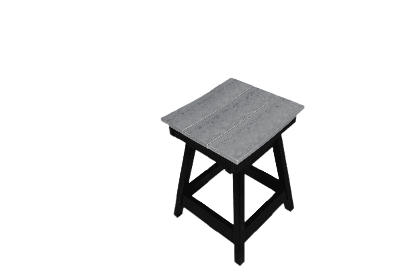 modern saddle stool with contoured gray seat and black sturdy legs