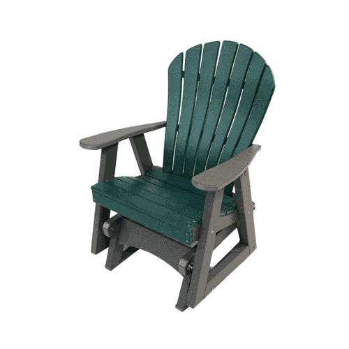 Cascade Straight Glider outdoor chair in green and gray, handcrafted, weather-resistant, ergonomic lumber seating